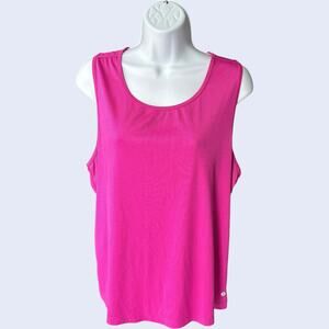 Layer 8 XL Athletic Tank Top Pink Ribbed Racerback Ruched Back